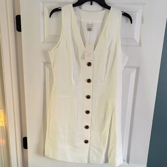 A New Day Cream Sleeveless Button-Front Dress - Picture 1 of 7